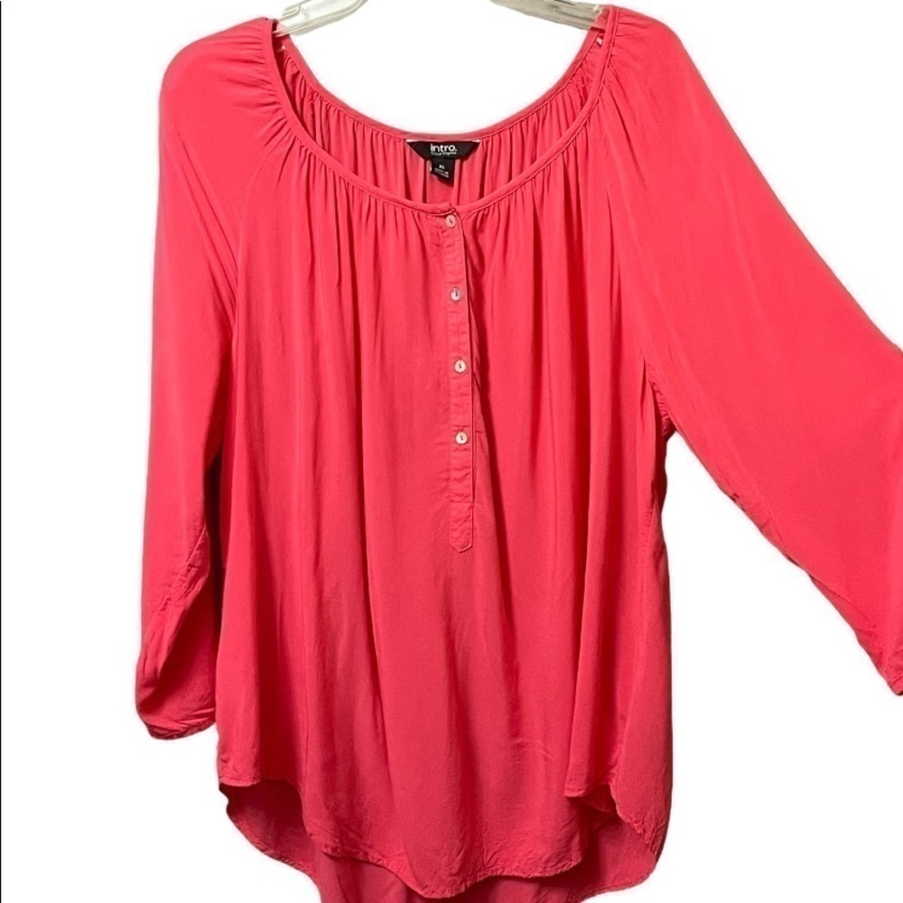Henley peasant tunic top roll tab 3/4 sleeve viral Size XL